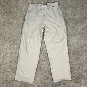 Vtg FUBU Mens 38x32 Loose Fit Wide Leg Classic Cargo Khaki Hiphop Skater 90s Y2K